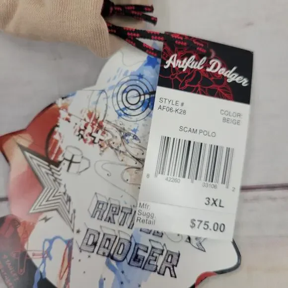 Artful Dodger Graphic Polo Shirt 3XL Brown Embroidered NWT Vintage - Picture 6 of 7